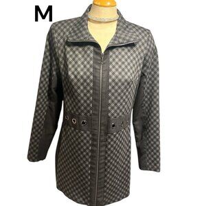 MICHAEL TYLER 🇨🇦 Coat Size Medium Zip Up Houndstooth Pattern Stretchy